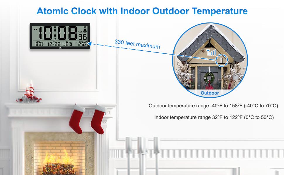 atomic clock with indoor outdoor temparature